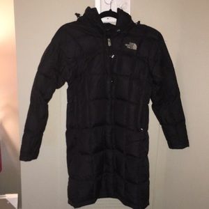 North Face long parka with hood